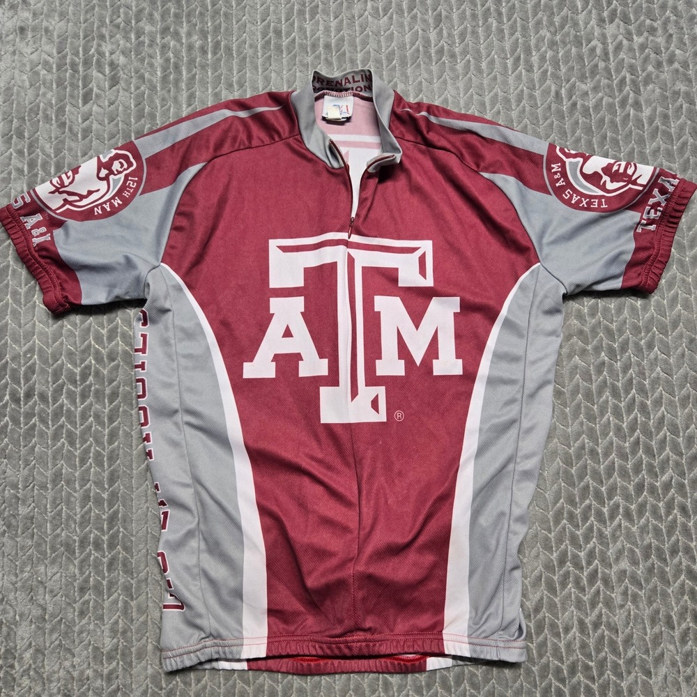 Adrenaline Promotions Texas A&M Aggies Cycling Jersey Mens Large Maroon Grey Zip